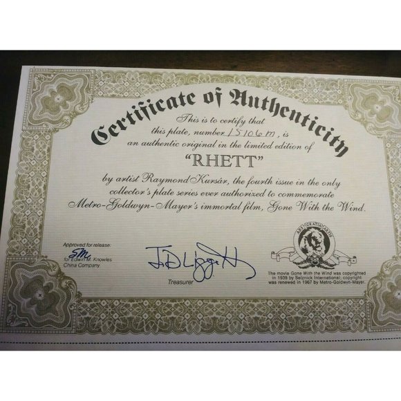 Gone With The Wind Limited Edition "Rhett" Collectible Plate Edwin Knowles China - Picture 2 of 3